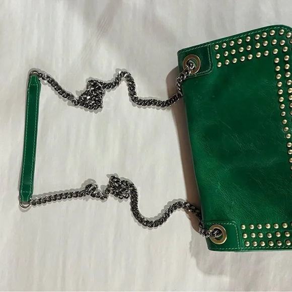 Patricia Nash Discovery Green Studded Merano Leather Shoulder Bag - Picture 12 of 16